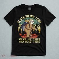 Retro Sloth Hiking Team Well Get There When We Get There T-Shirt thumb 5