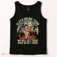 Retro Sloth Hiking Team Well Get There When We Get There Tank Top thumb 2