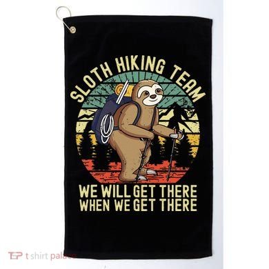 Retro Sloth Hiking Team Well Get There When We Get There Golf Towel
