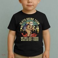 Retro Sloth Hiking Team Well Get There When We Get There Toddler T-Shirt thumb 2