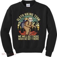 Retro Sloth Hiking Team Well Get There When We Get There Kids Sweatshirt thumb 0