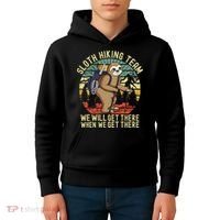 Retro Sloth Hiking Team Well Get There When We Get There Kids Hoodie thumb 4