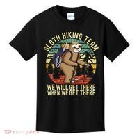 Retro Sloth Hiking Team Well Get There When We Get There Kids T-Shirt thumb 0