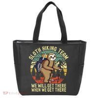 Retro Sloth Hiking Team Well Get There When We Get There Tote Bag thumb 0