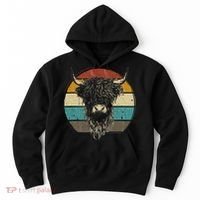 Retro Scottish Highland Cow Cattle Hairy Cow Hoodie thumb 0