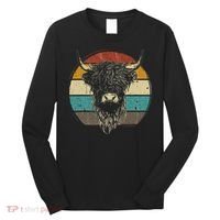 Retro Scottish Highland Cow Cattle Hairy Cow Long Sleeve Shirt thumb 0
