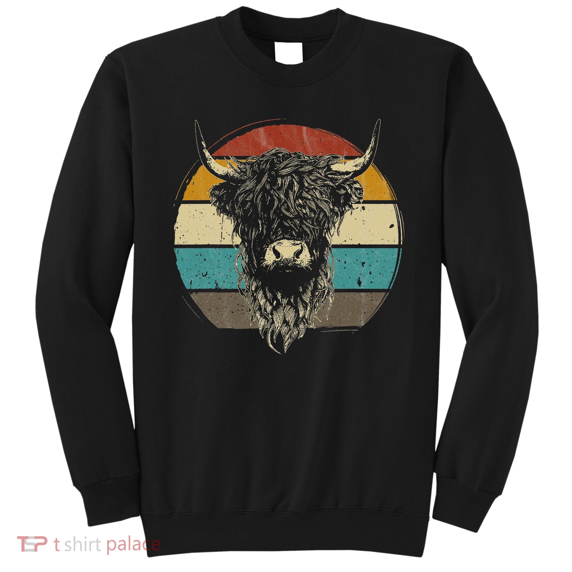 Retro Scottish Highland Cow Cattle Hairy Cow Sweatshirt