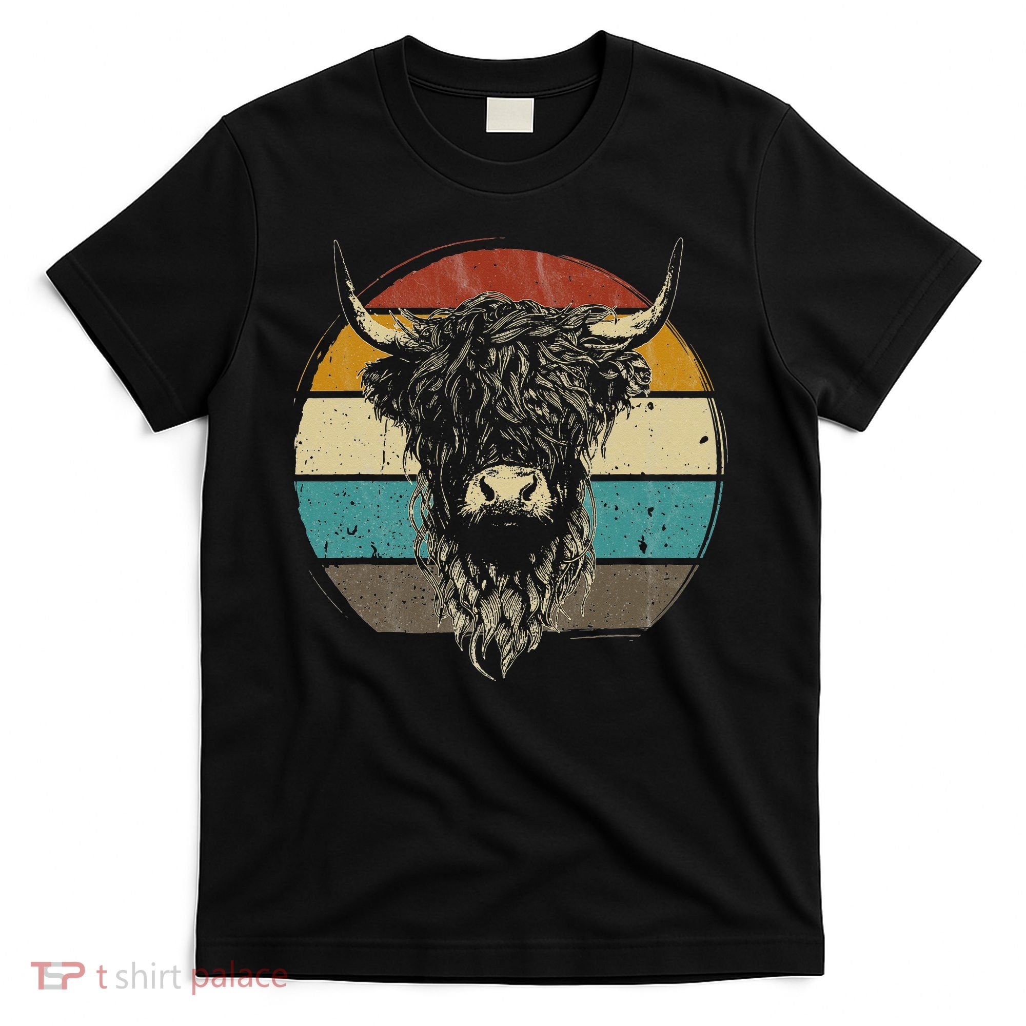 Retro Scottish Highland Cow Cattle Hairy Cow T-Shirt