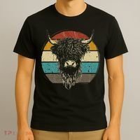 Retro Scottish Highland Cow Cattle Hairy Cow T-Shirt thumb 3