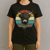 Retro Scottish Highland Cow Cattle Hairy Cow T-Shirt thumb 4
