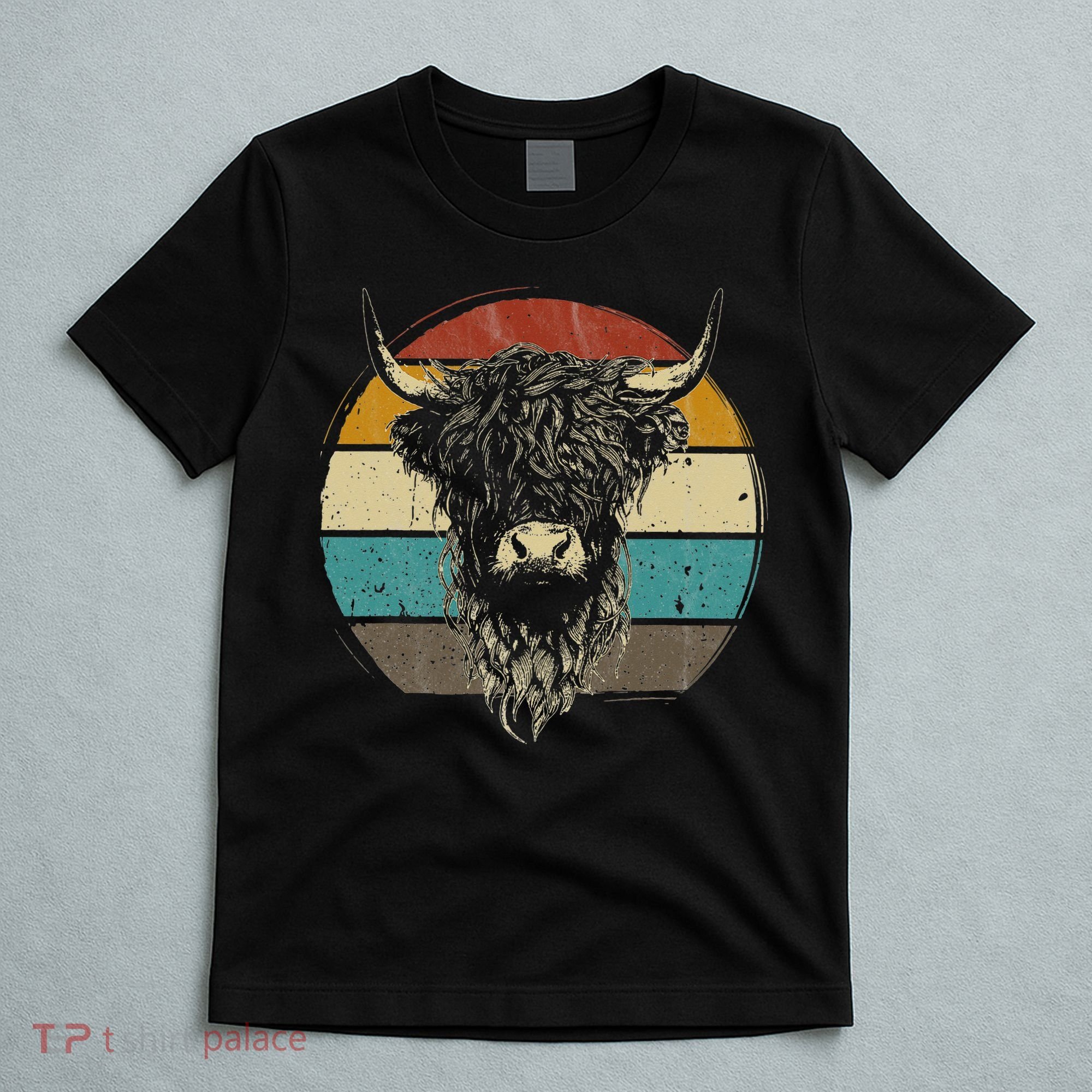 Retro Scottish Highland Cow Cattle Hairy Cow T-Shirt