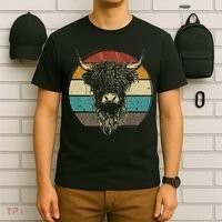 Retro Scottish Highland Cow Cattle Hairy Cow T-Shirt thumb 6