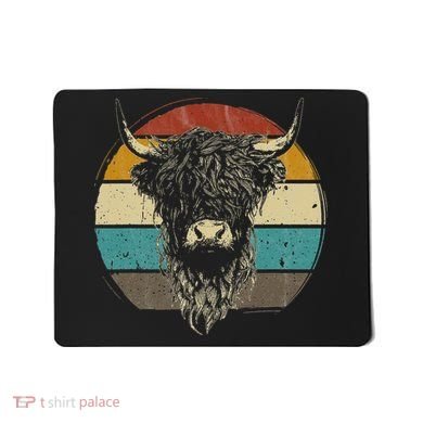 Retro Scottish Highland Cow Cattle Hairy Cow Mousepad