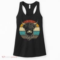Retro Scottish Highland Cow Cattle Hairy Cow Women's Tank Top thumb 0