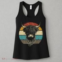 Retro Scottish Highland Cow Cattle Hairy Cow Women's Tank Top thumb 3