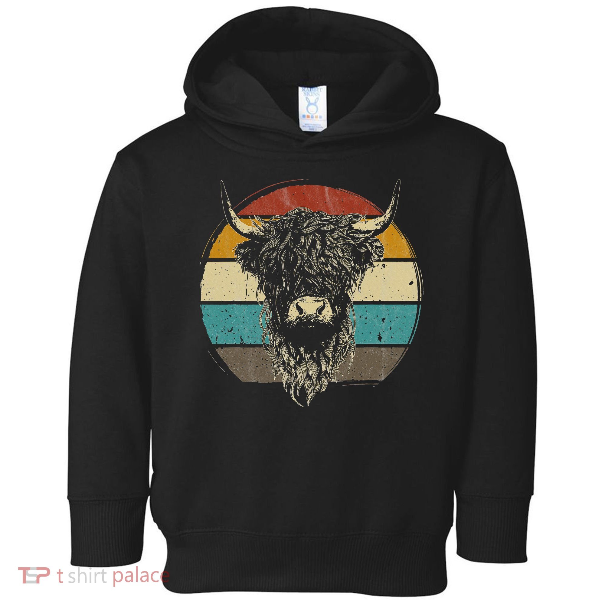 Retro Scottish Highland Cow Cattle Hairy Cow Toddler Hoodie