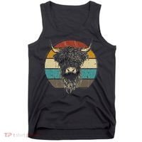 Retro Scottish Highland Cow Cattle Hairy Cow Tank Top thumb 0