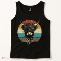 Retro Scottish Highland Cow Cattle Hairy Cow Tank Top thumb 2