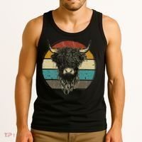 Retro Scottish Highland Cow Cattle Hairy Cow Tank Top thumb 3
