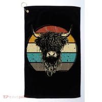 Retro Scottish Highland Cow Cattle Hairy Cow Golf Towel thumb 0