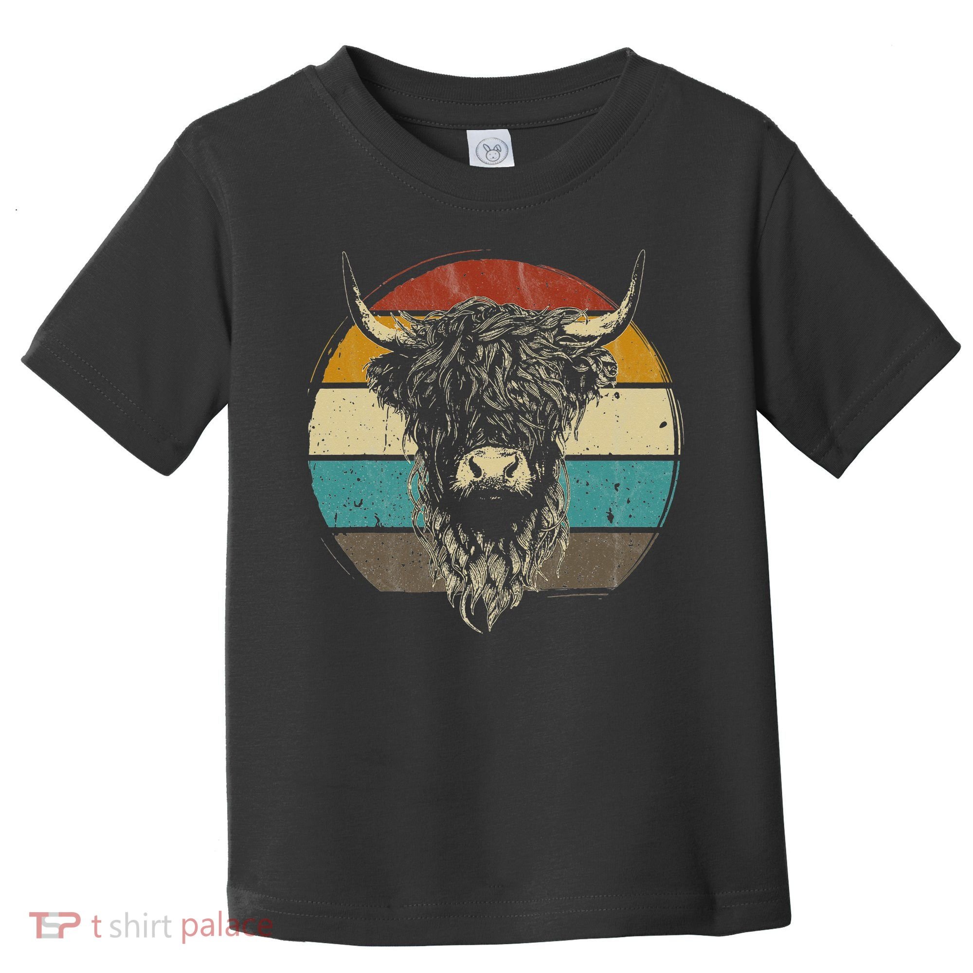 Retro Scottish Highland Cow Cattle Hairy Cow Toddler T-Shirt