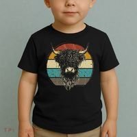 Retro Scottish Highland Cow Cattle Hairy Cow Toddler T-Shirt thumb 2