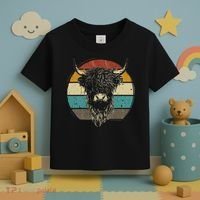 Retro Scottish Highland Cow Cattle Hairy Cow Toddler T-Shirt thumb 3