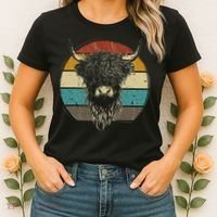 Retro Scottish Highland Cow Cattle Hairy Cow Women's T-Shirt thumb 2