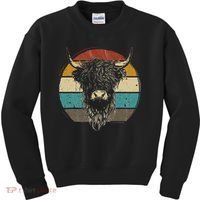 Retro Scottish Highland Cow Cattle Hairy Cow Kids Sweatshirt thumb 0