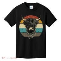 Retro Scottish Highland Cow Cattle Hairy Cow Kids T-Shirt thumb 0