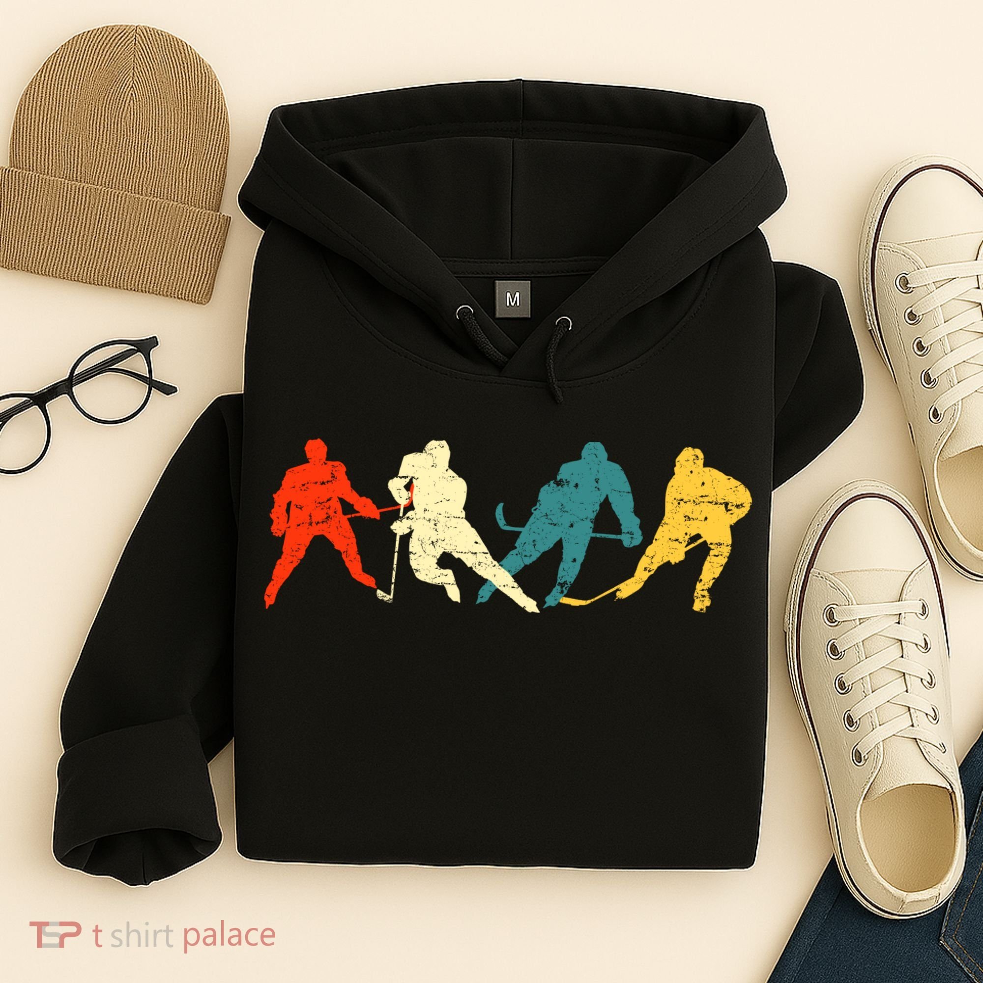 Retro Style Hockey Players Hoodie