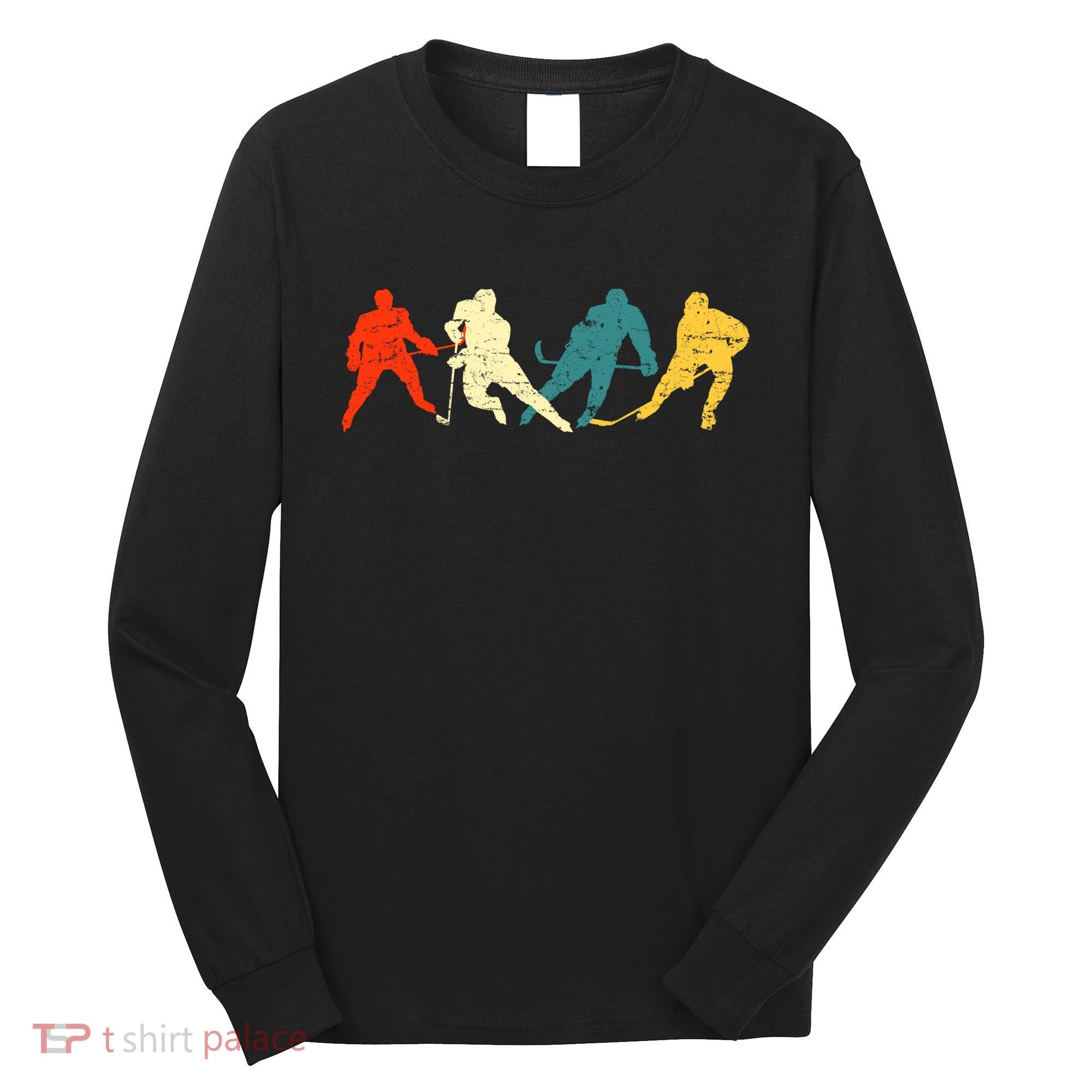 Retro Style Hockey Players Long Sleeve Shirt