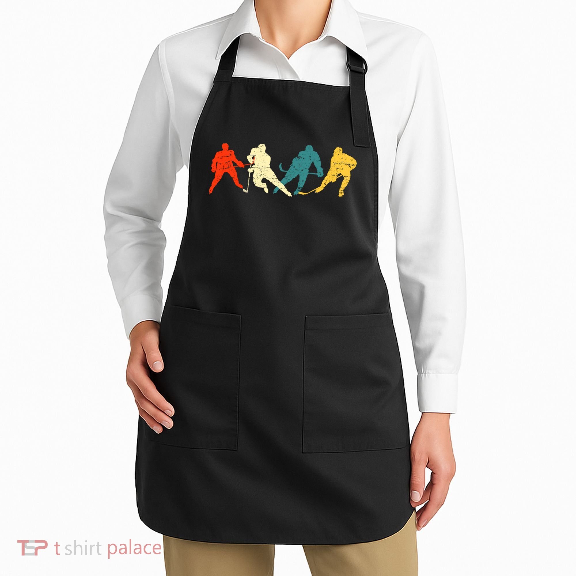 Retro Style Hockey Players Apron