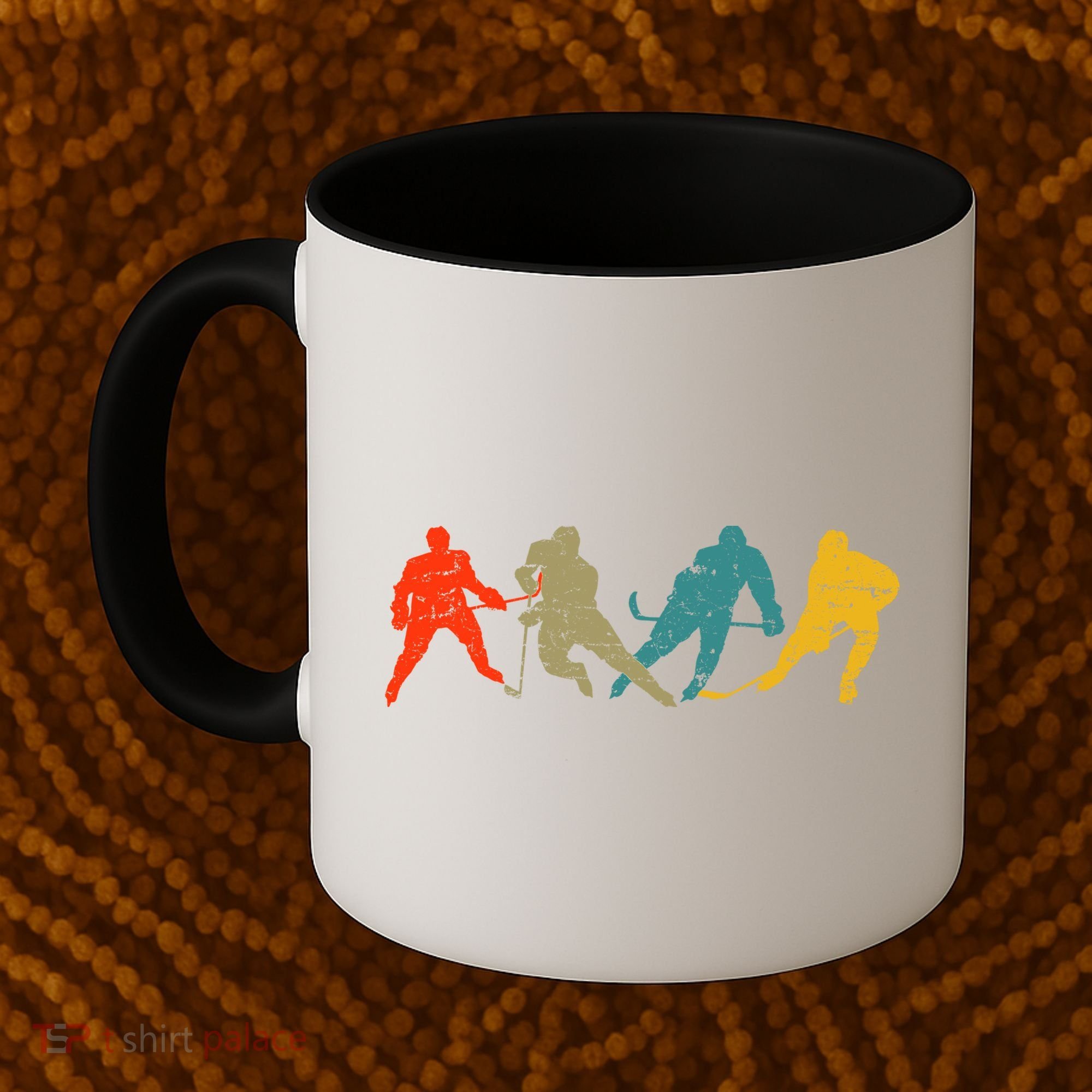 Retro Style Hockey Players Coffee Mug