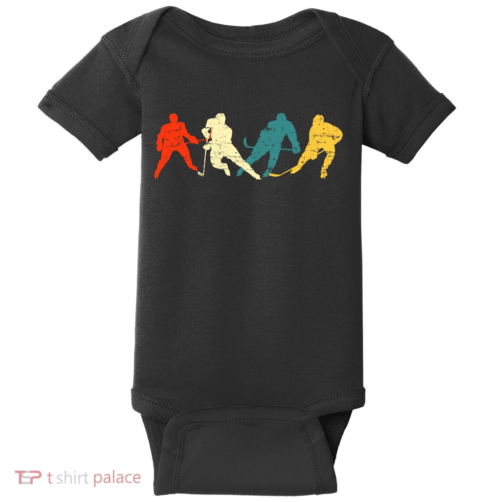 Retro Style Hockey Players Baby Bodysuit