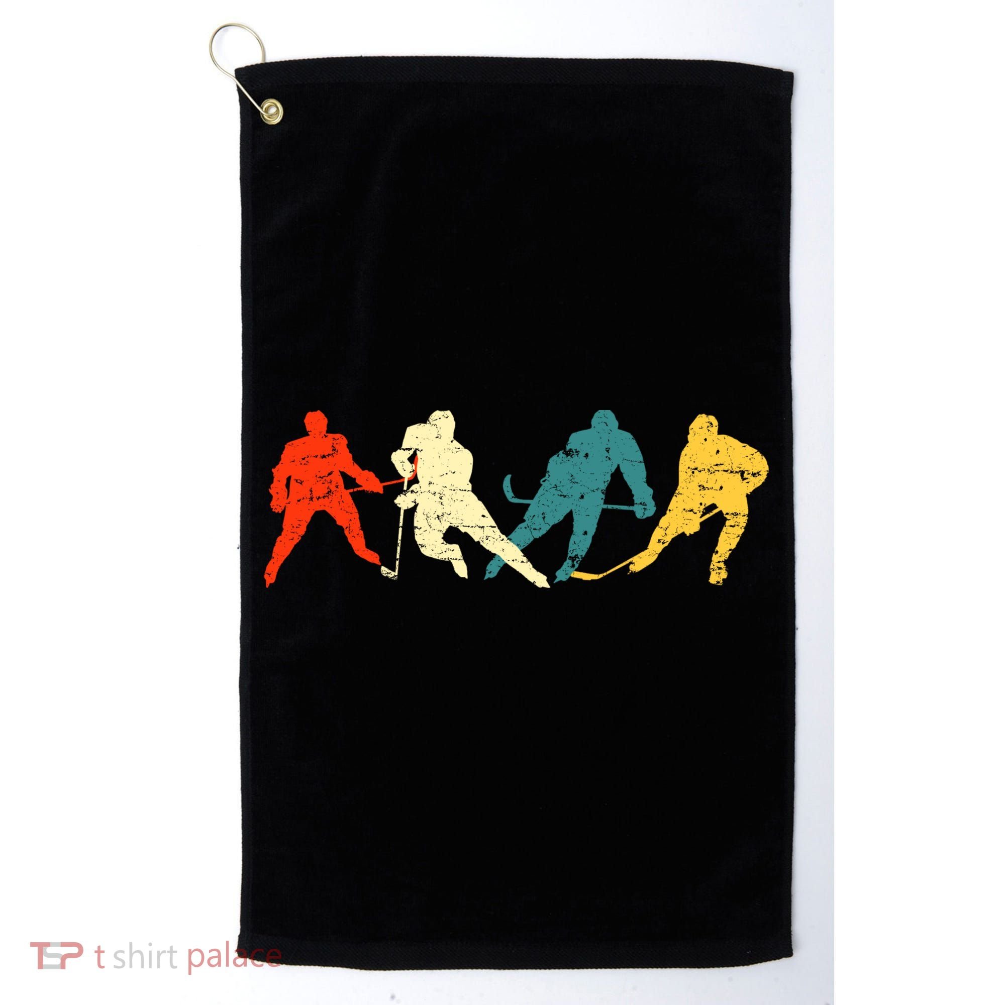 Retro Style Hockey Players Golf Towel