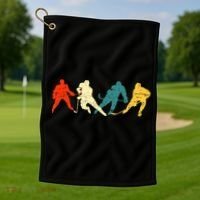 Retro Style Hockey Players Golf Towel thumb 1
