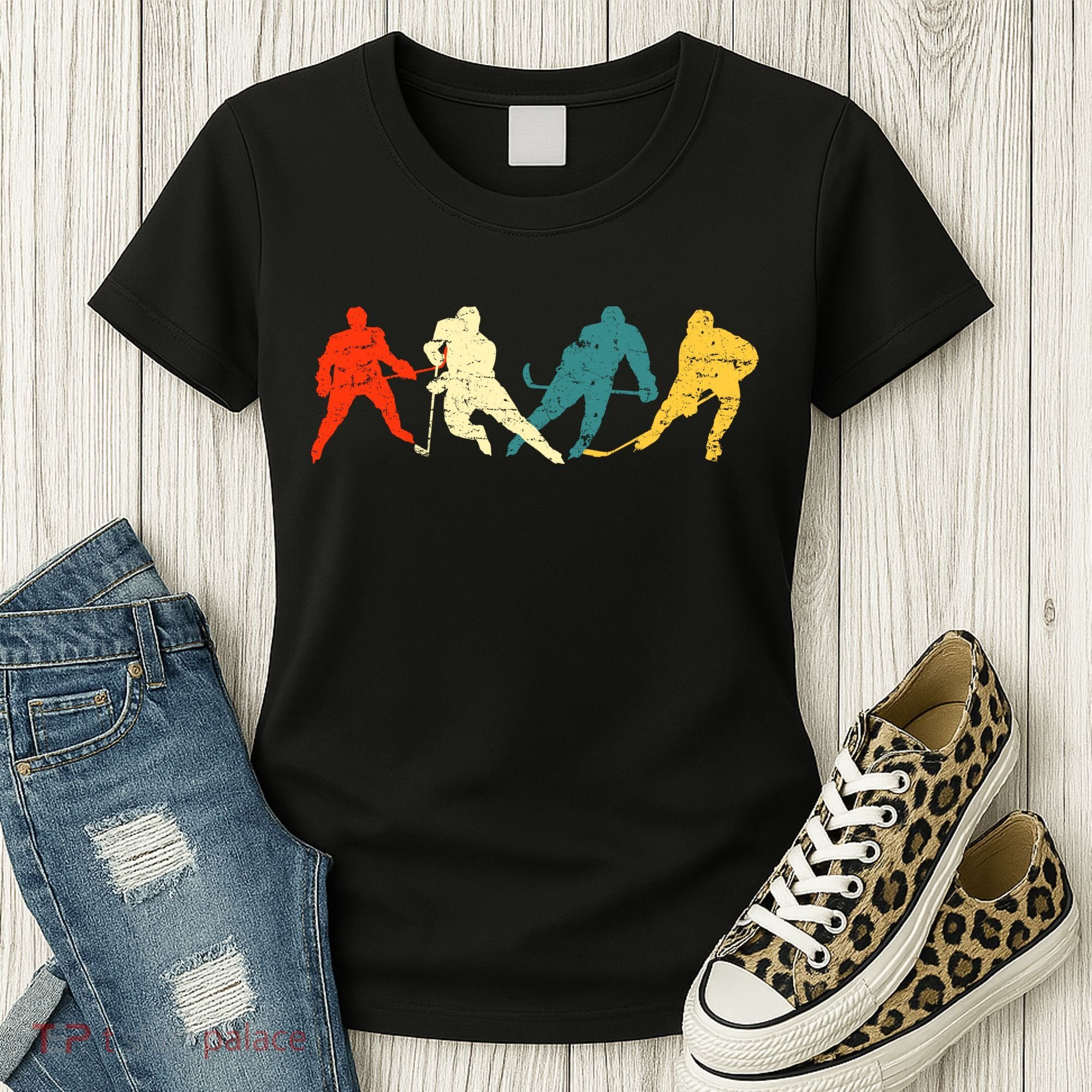 Retro Style Hockey Players Women's T-Shirt
