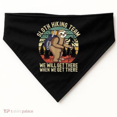 Retro Sloth Hiking Team We'll Get There When We Get There USA-Made Doggie Bandana