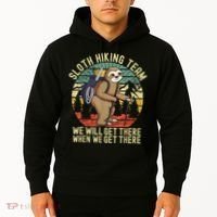 Retro Sloth Hiking Team We'll Get There When We Get There Hoodie thumb 2