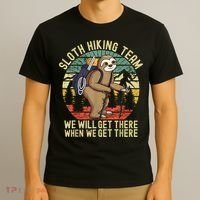 Retro Sloth Hiking Team We'll Get There When We Get There T-Shirt thumb 3