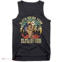 Retro Sloth Hiking Team We'll Get There When We Get There Tank Top thumb 0