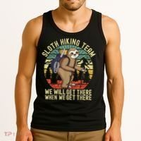 Retro Sloth Hiking Team We'll Get There When We Get There Tank Top thumb 3