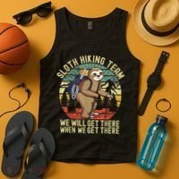 Retro Sloth Hiking Team We'll Get There When We Get There Tank Top thumb 4