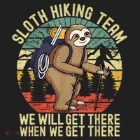 Retro Sloth Hiking Team We'll Get There When We Get There Golf Towel thumb 3
