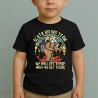 Retro Sloth Hiking Team We'll Get There When We Get There Toddler T-Shirt thumb 2