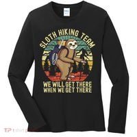 Retro Sloth Hiking Team We'll Get There When We Get There Women's Long Sleeve Shirt thumb 0