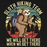 Retro Sloth Hiking Team We'll Get There When We Get There Women's Long Sleeve Shirt thumb 2