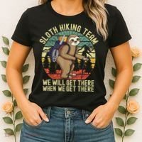 Retro Sloth Hiking Team We'll Get There When We Get There Women's T-Shirt thumb 2