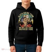 Retro Sloth Hiking Team We'll Get There When We Get There Kids Hoodie thumb 4